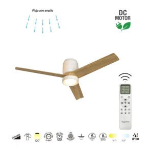 Ventilador de techo Cerámica 122 cm en blanco o beige madera con LED regulable y 6 velocidades