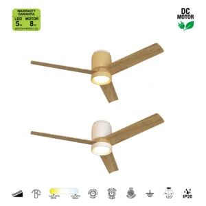 Ventilador de techo Cerámica 122 cm en blanco o beige madera con LED regulable y 6 velocidades