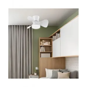 Ventilador de techo SIUX blanco con 3 aspas tipo hélice, luz LED regulable y 6 velocidades