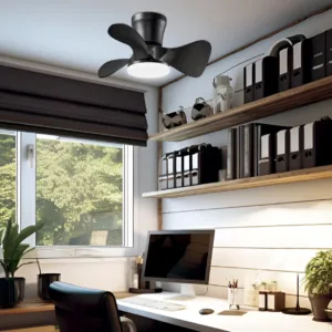 Ventilador de techo SIUX negro con 3 aspas tipo hélice, luz LED regulable y 6 velocidades