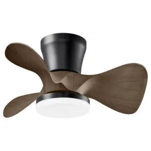 Ventilador de techo SIUX negro-madera con 3 aspas tipo hélice, luz LED regulable y 6 velocidades